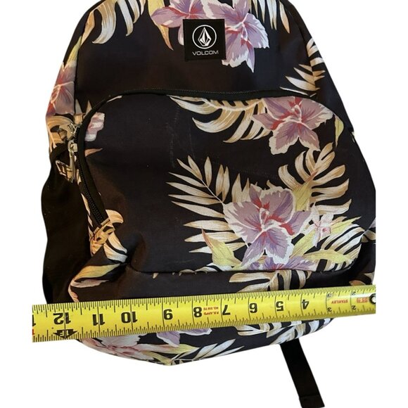 Volcom Backpack Black Floral 6” Base School Travel Zip Lightweight Ladies Teens - Picture 6 of 7